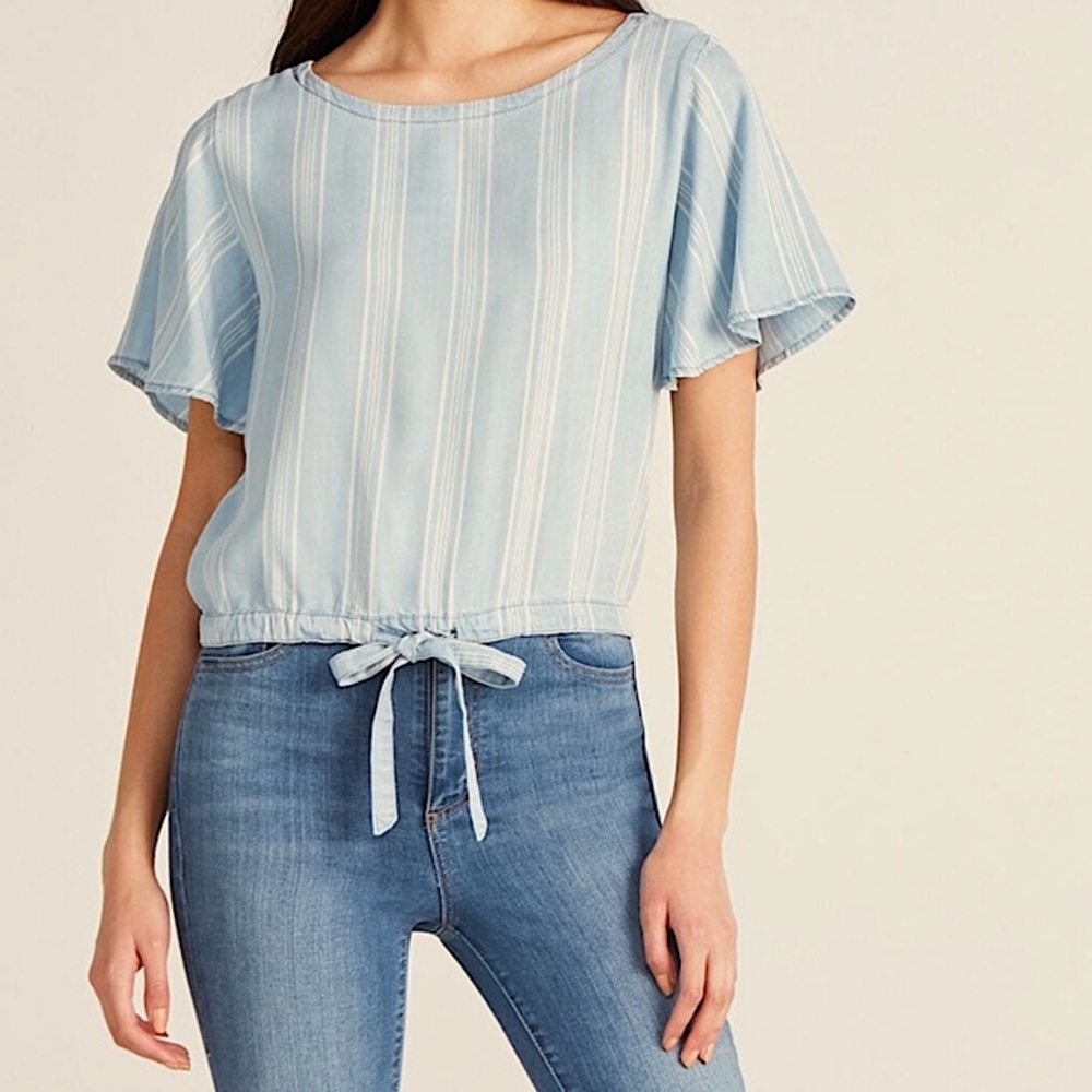 NWT BB DAKOTA CHAMBRAY PULLOVER BLOUSE